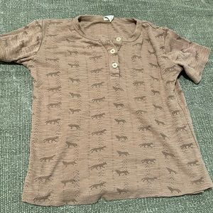 Fox print short sleeved Henley shirt from Kate Quinn